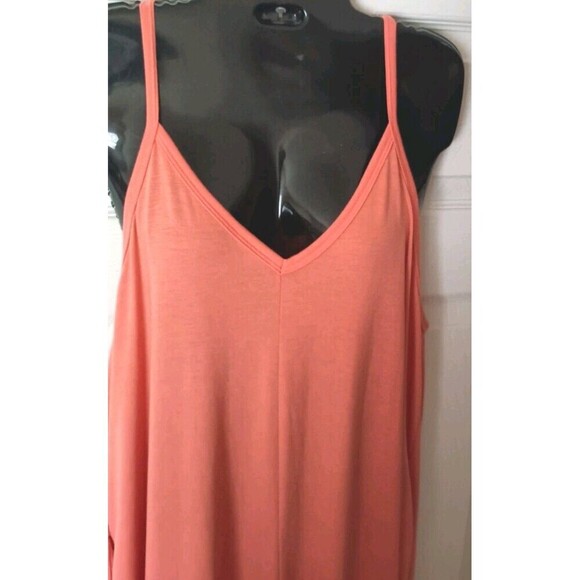 Zenana Premium Maxi Sundress Size 1X Orange Adjustable Straps V Neck Pockets - Picture 4 of 6